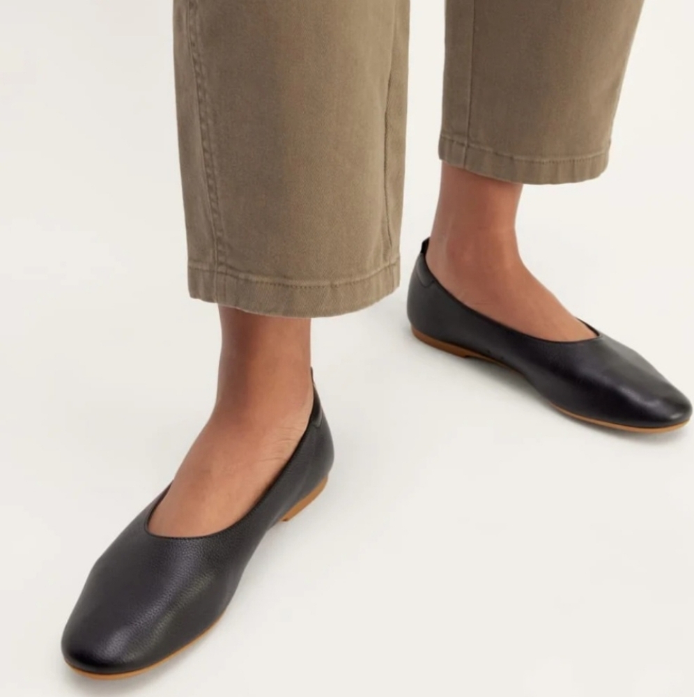 Everlane The Italian Leather Day Glove Flats in Black sz 11 Women's Career nib